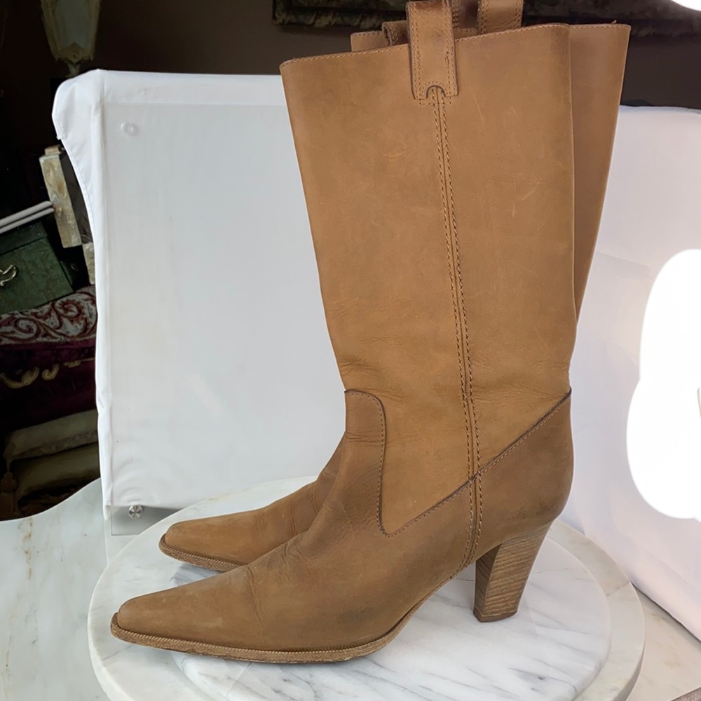 Michael Kors Collection tan leather Western boots